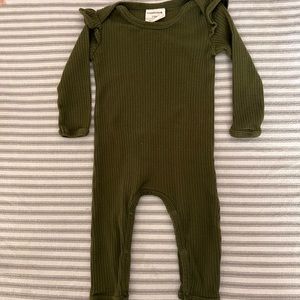 Spearmint Love Forest green ruffle romper